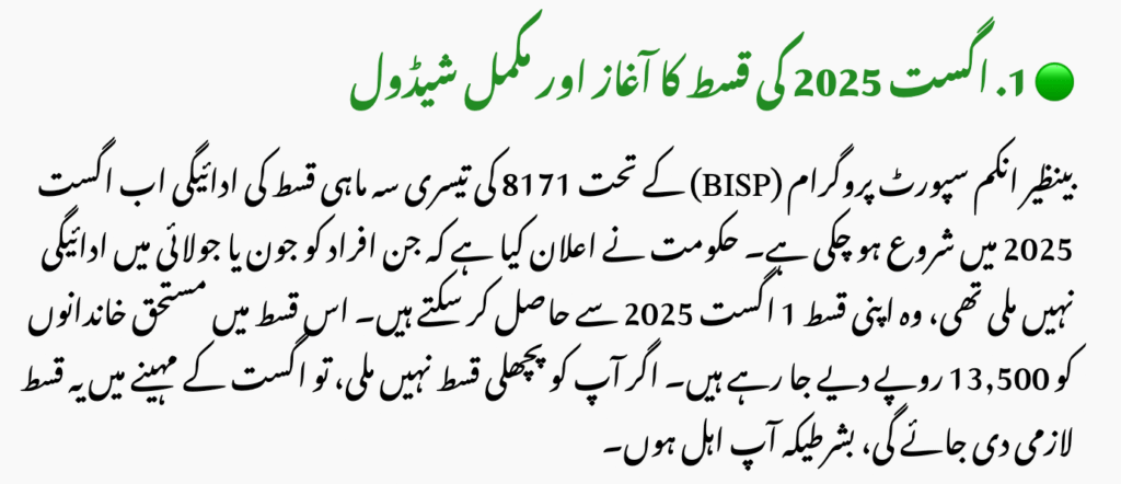 BISP 8171 August 2025 Payment Schedule (3rd Phase)