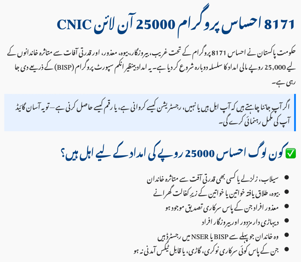 8171 Ehsaas Program 25000 CNIC Check Online
