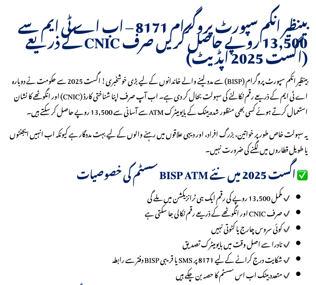 BISP ATM Withdrawals Supported Banks List Announced