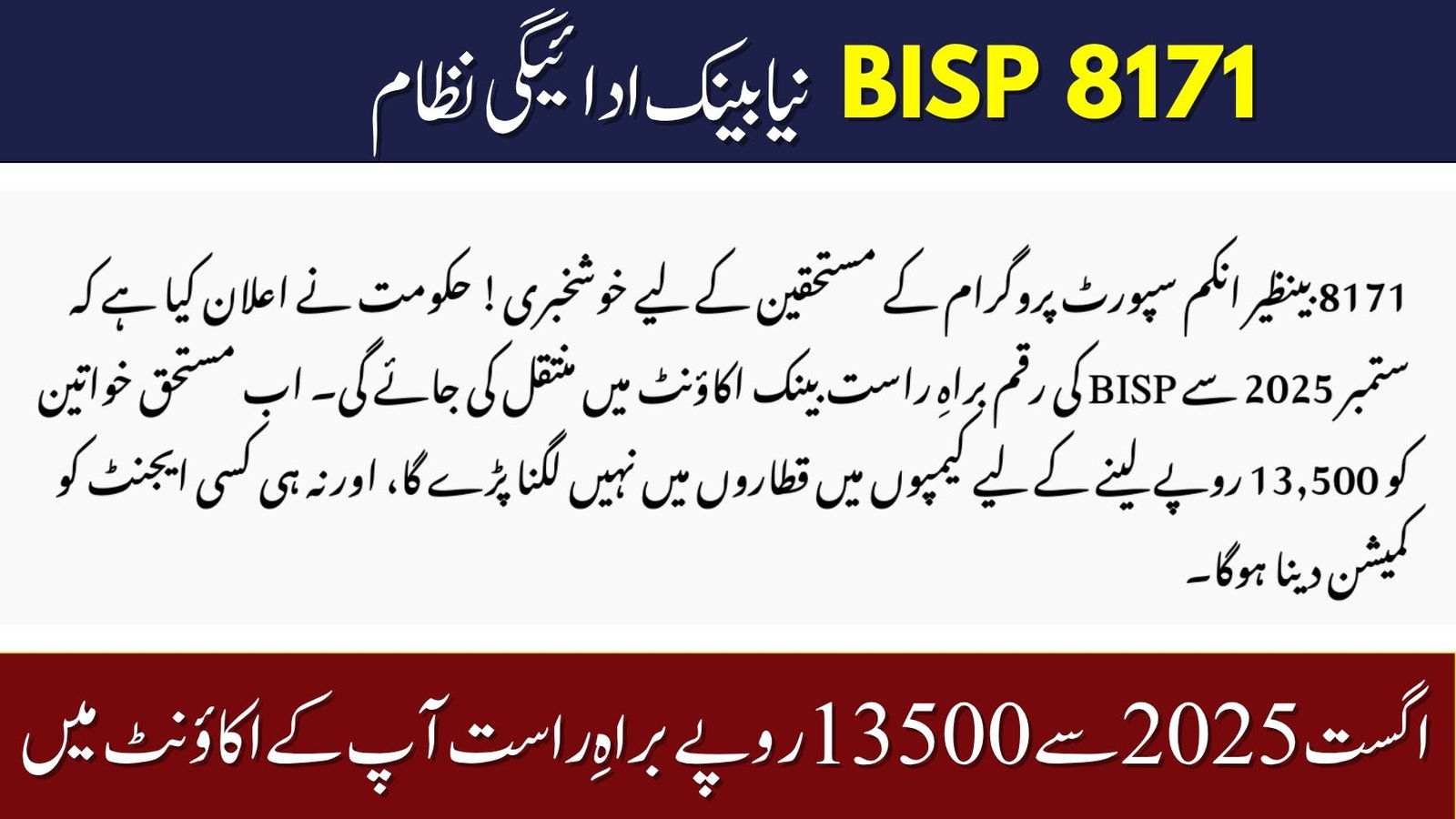 BISP 8171 Bank Payment System August 2025